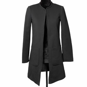 H&M black long blazer jacket size 4
